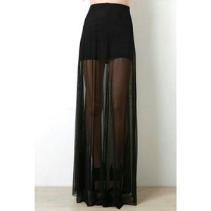 NWT Guess mesh split hem maxi skirt with mini skirt liner large